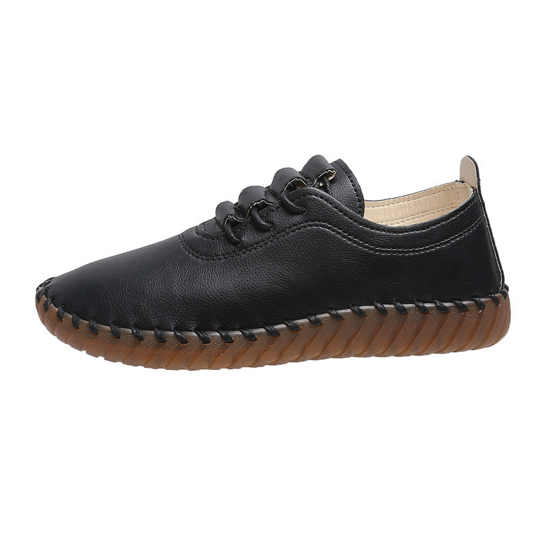Damen handgenähter Komfort-Sneaker mit elastischer Schnürung und profilierter Kautschuksohle EB