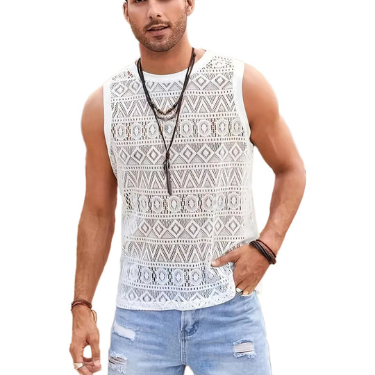 Herren Ärmelloses Netzshirt mit strukturiertem Design EB