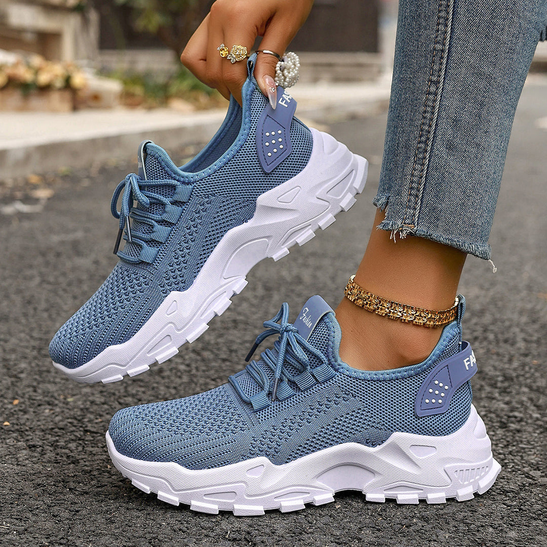 Damen Sportliche Mesh Sneakers mit dämpfender Sohle und atmungsaktiver Konstruktion EB