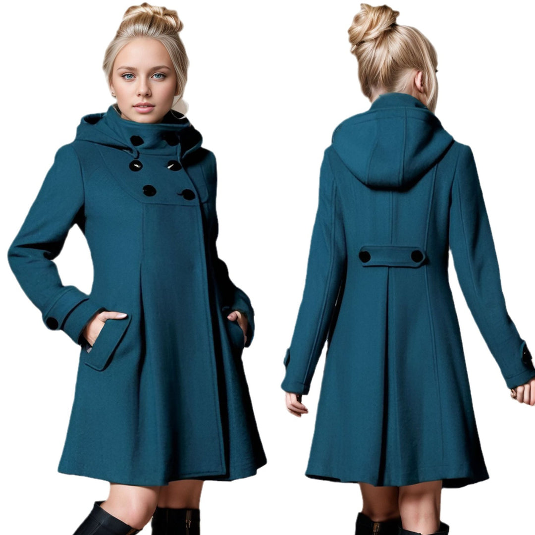Damen eleganter Mantel mit hohem Kragen und funktionalen Taschen EB