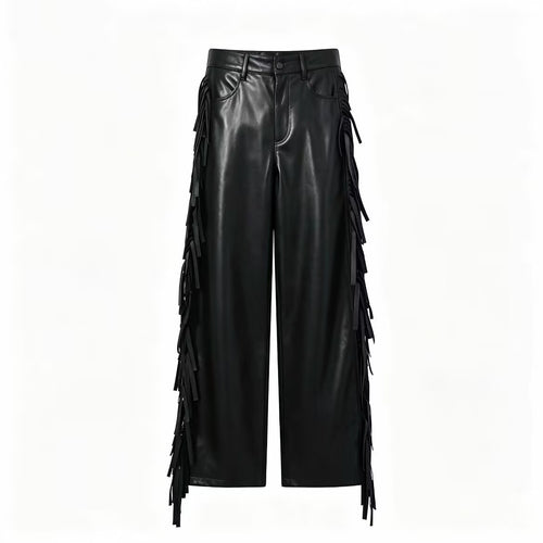 Damen Kunstlederhose mit Fransenbesatz EB