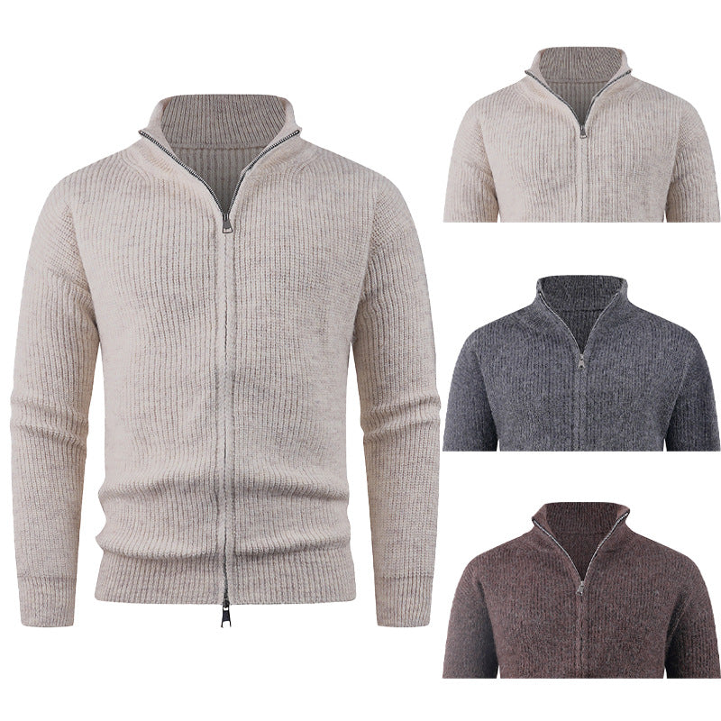 Herren Strickpullover mit hohem Kragen und dekorativem Reißverschluss EB