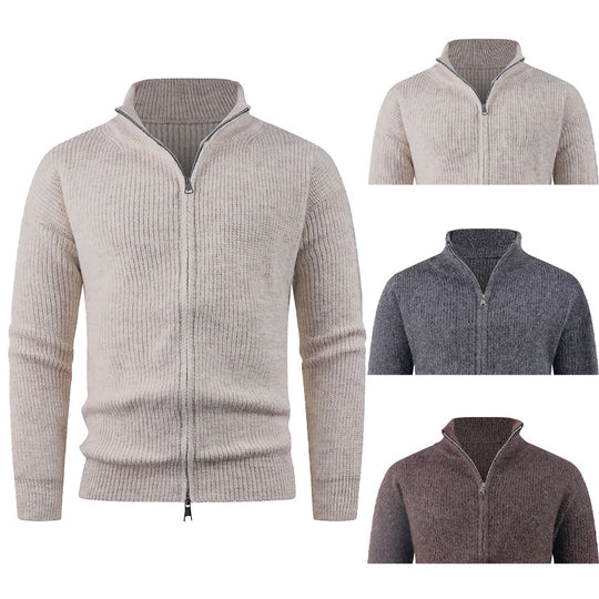 Herren Strickpullover mit hohem Kragen und dekorativem Reißverschluss EB