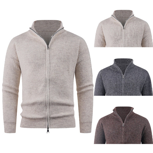 Herren Strickpullover mit hohem Kragen und dekorativem Reißverschluss EB