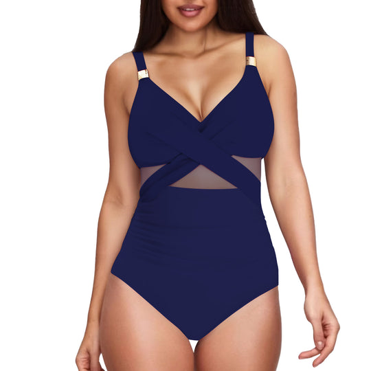 Damen Eleganter Einteiler mit transparenter Einsätzen EB