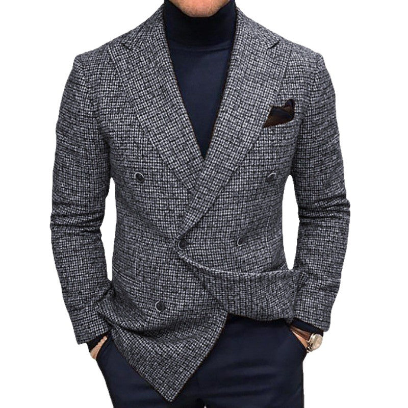 Herren nan doppelreihiger Struktur-Blazer mit schmaler Silhouette und aufgesetzter Brusttasche EB