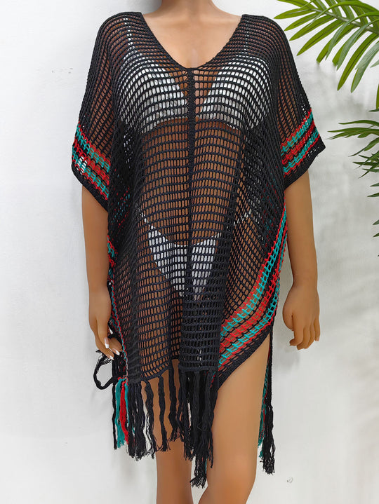 Damen luftiger Strandsarong mit fransigen Details EB