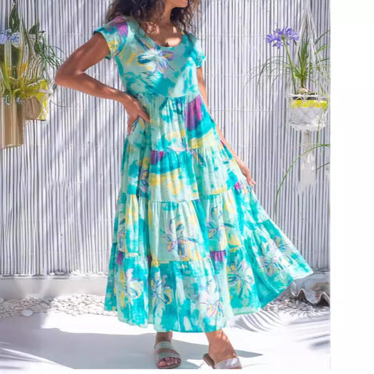 Damen maxikleid mit traumhaften Blumendruck EB