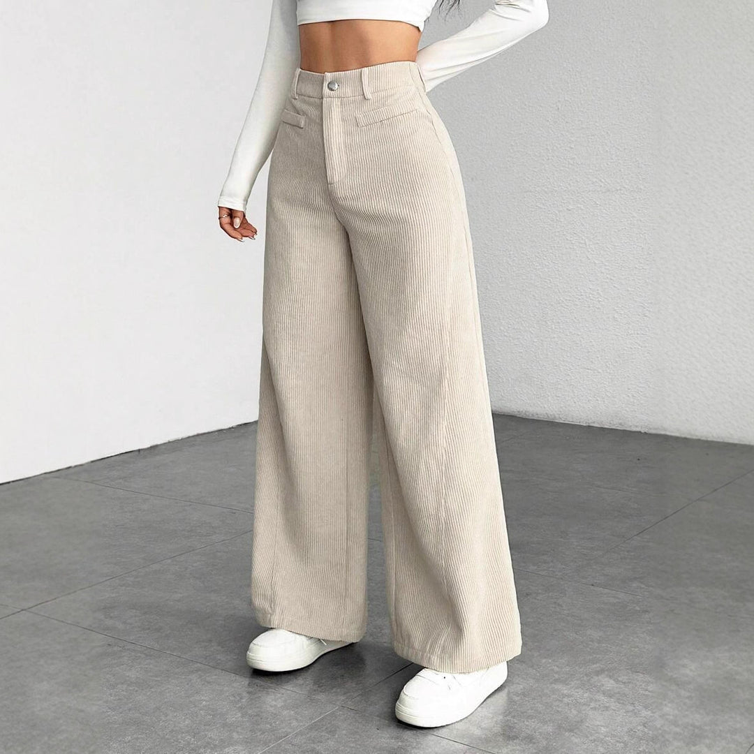 Damen weite Faltenhose mit hohem Bund EB