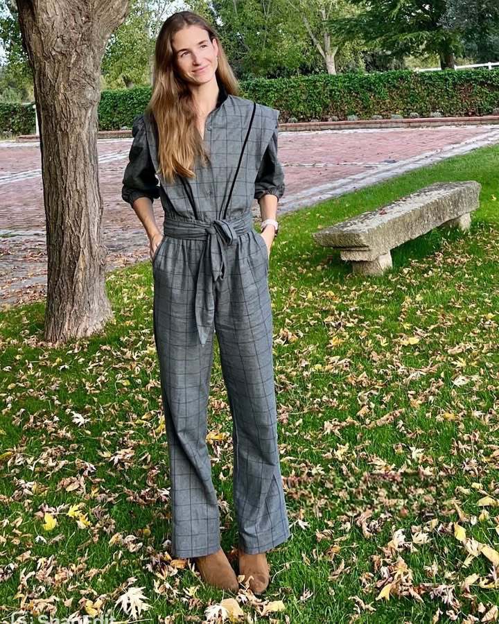 Damen Jumpsuit mit maßgeschneidertem Schnitt und grafischem Karomuster EB