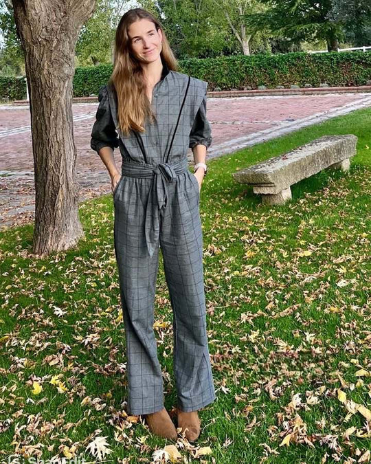 Damen Jumpsuit mit maßgeschneidertem Schnitt und grafischem Karomuster EB