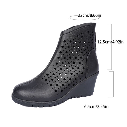 Damen Wedge-Stiefeletten mit perforiertem Obermaterial EB
