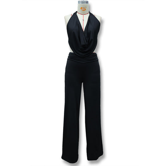 Damen Jumpsuit mit elegantem Wickeldetail und weiten Beinpartien EB