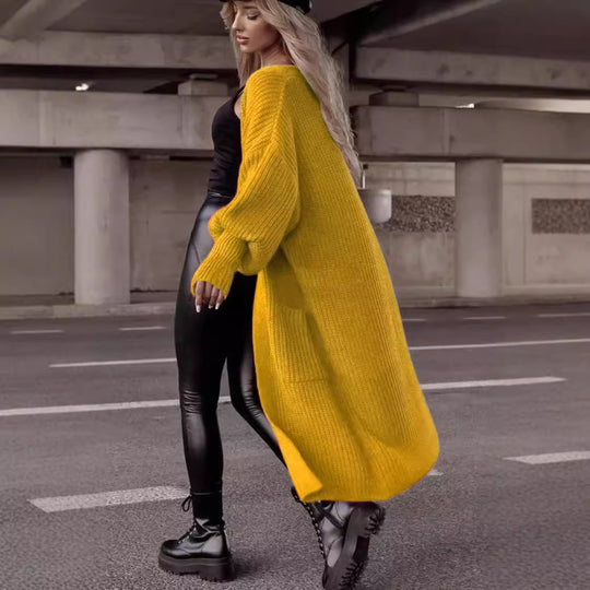 Damen Grobstrick-Cardigan mit tiefen Taschen und lässigem Oversized-Schnitt EB