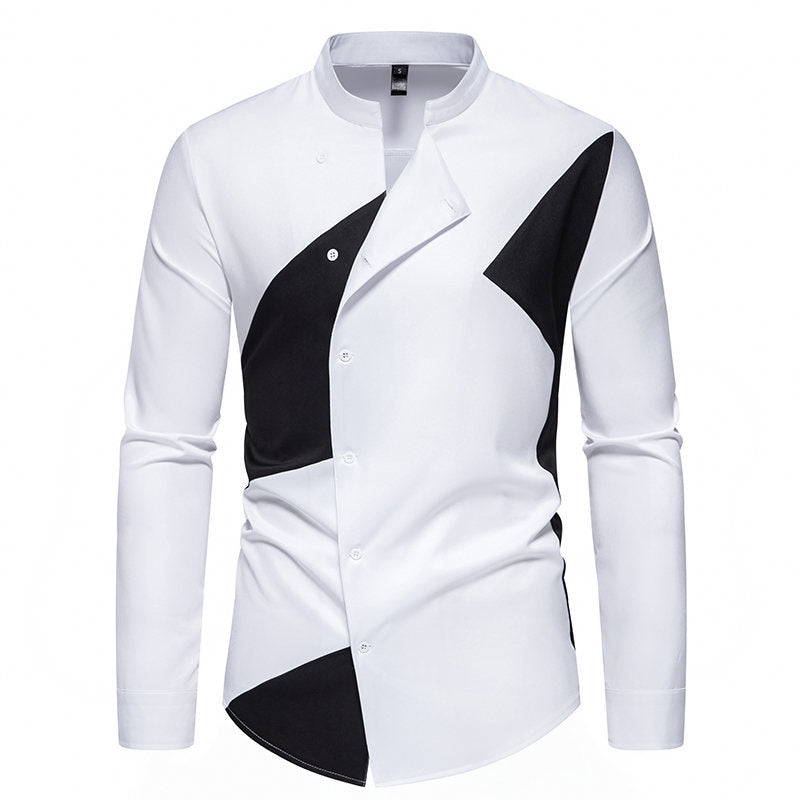 Herren Designer Hemd mit asymmetrischem Farbblock EB