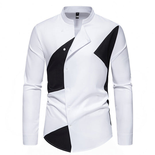 Herren Designer Hemd mit asymmetrischem Farbblock EB