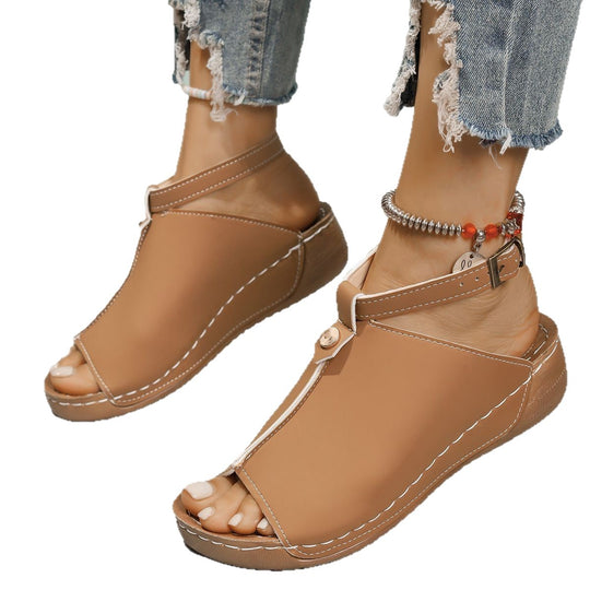 Damen modische Riemchensandalen mit bequemer Zehenöffnung EB