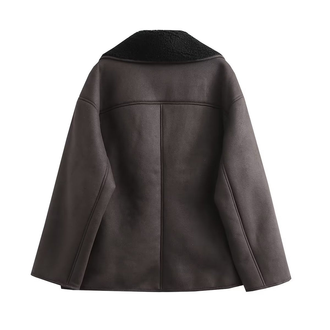 Damen Modische Übergangsjacke mit weichem Fleece-Innenfutter und schickem Revers EB
