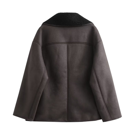 Damen Modische Übergangsjacke mit weichem Fleece-Innenfutter und schickem Revers EB