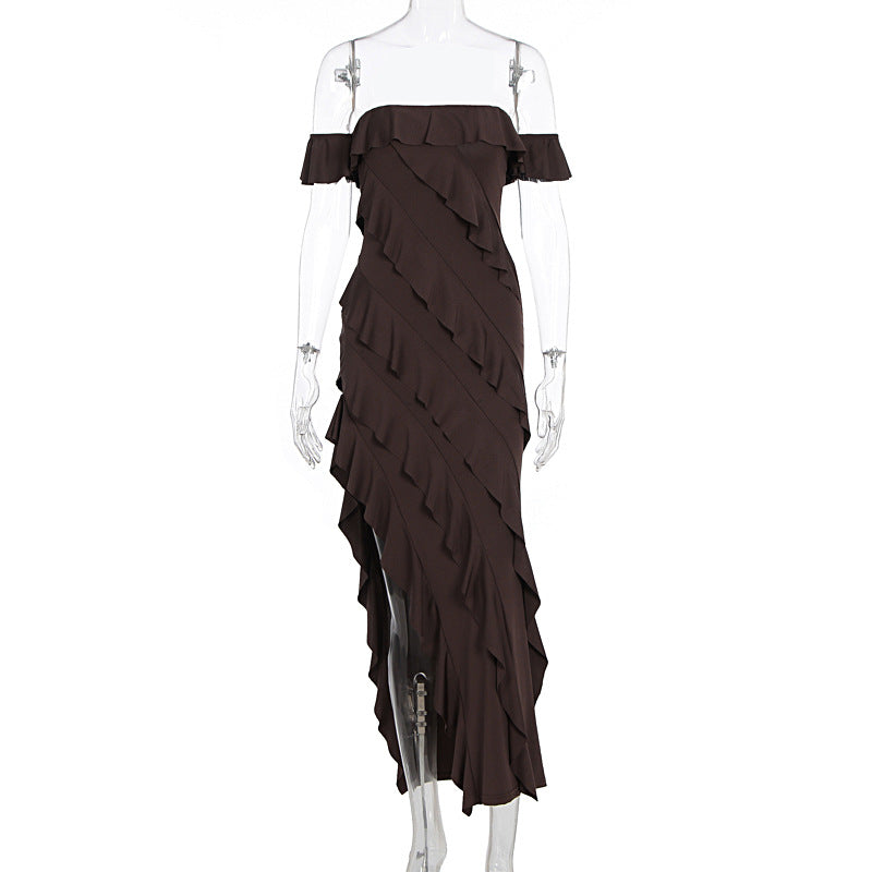 Damen Rüschendes Maxi-Kleid EB