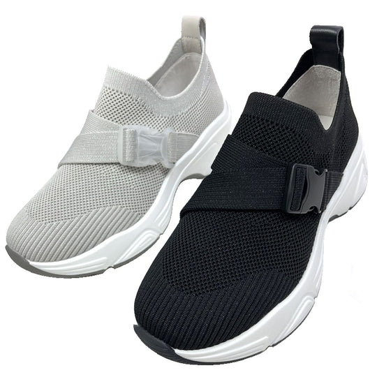 Damen Sportliche Slip-On Sneakers mit elastischem Halteband EB