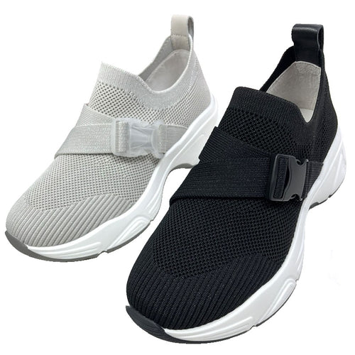Damen Sportliche Slip-On Sneakers mit elastischem Halteband EB