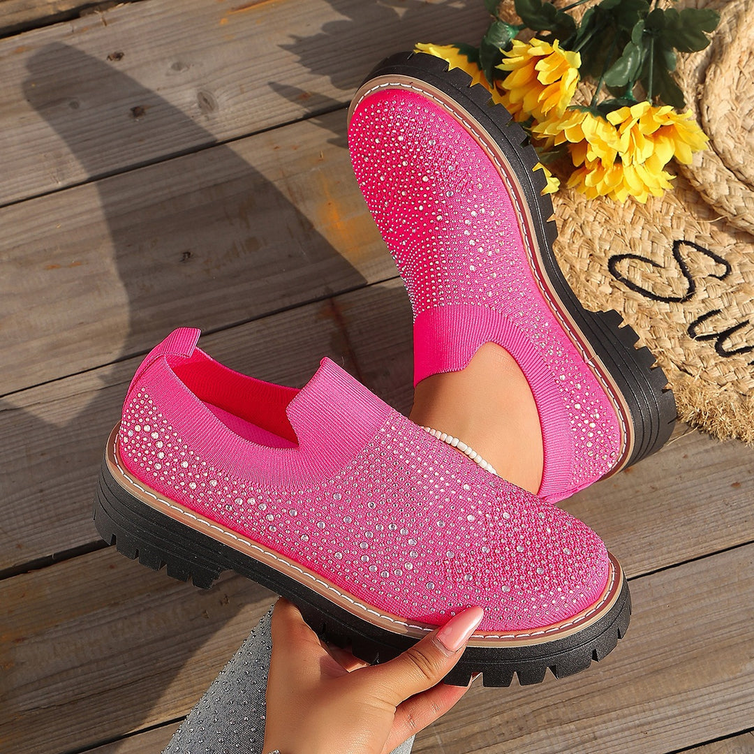 Damen Glitzernde Slip-On Sneakers mit komfortablem Fußbett EB