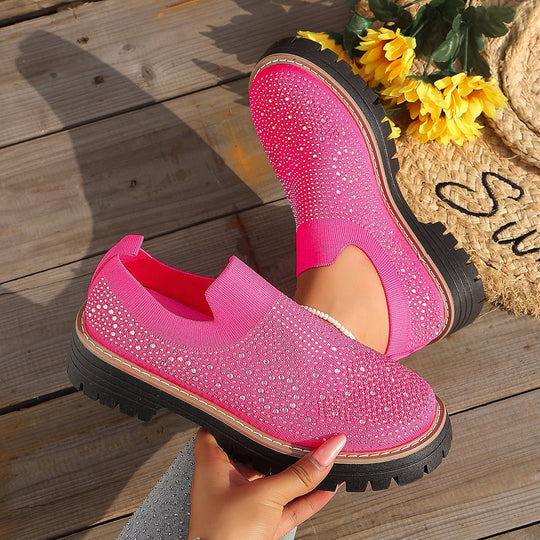 Damen Glitzernde Slip-On Sneakers mit komfortablem Fußbett EB