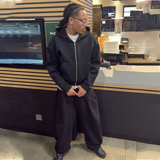 Herren nan Oversize Zip-Hoodie und Relaxed Sweatpants Set EB