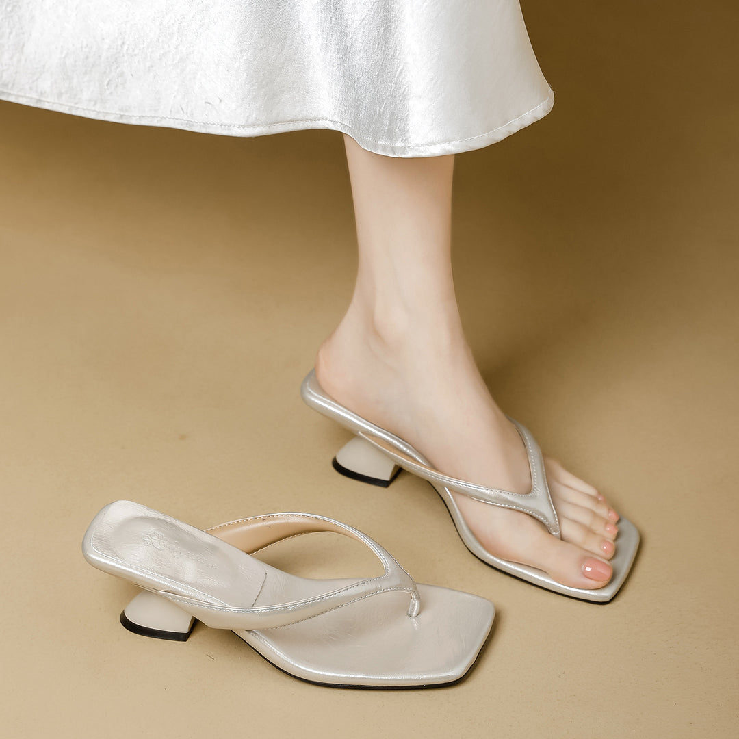 Damen elegante Flip-Flops mit modischem Blockabsatz EB
