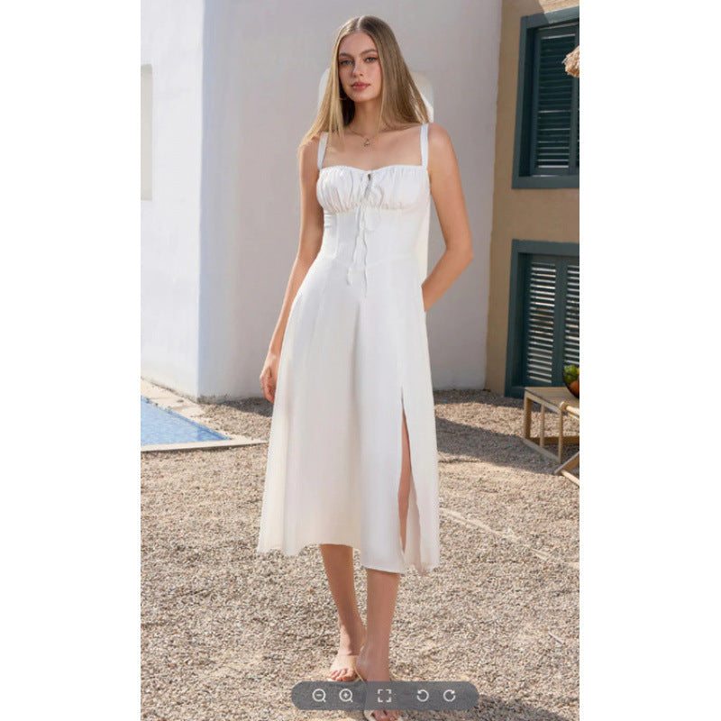 Damen Maxikleid mit floralem Design und elegantem Schlitz EB