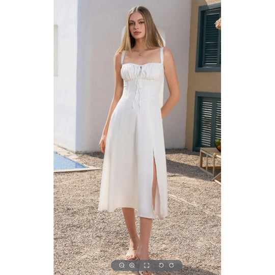 Damen Maxikleid mit floralem Design und elegantem Schlitz EB