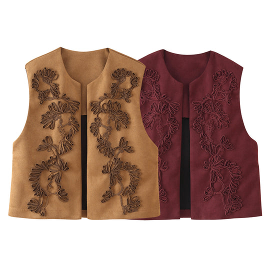 Damen Weste mit floralem Stickdesign EB