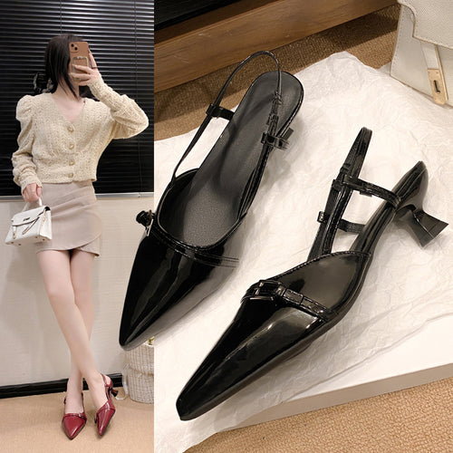 Damen elegante Slingback-Pumps mit spitzem Zehenbereich und verstellbarem Riemchen EB