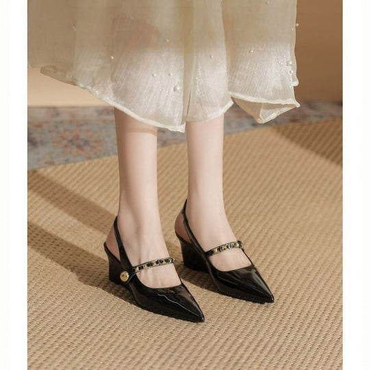 Damen Slingback-Pumps mit dekorativen Metallakzenten EB