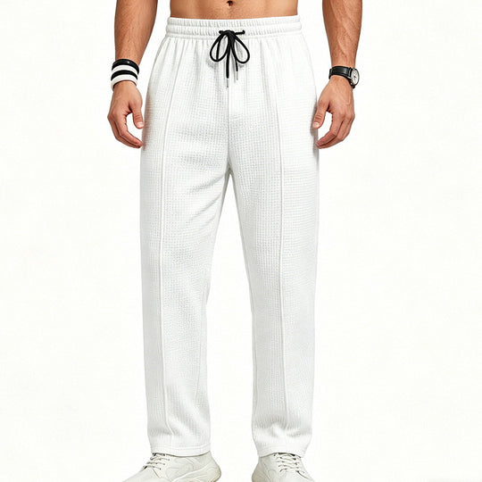 Herren Texturierte Relax-Fit Jogginghose mit Bügelfalte und Kordelzug EB