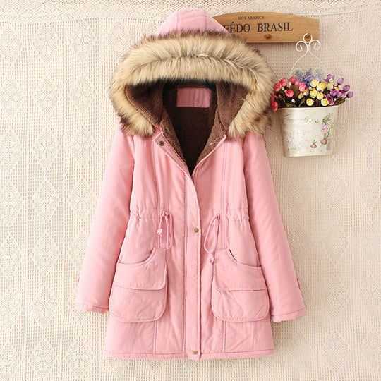 Damen gesteppte Übergangsjacke mit faux Pelzkragen und praktischen Taschen EB
