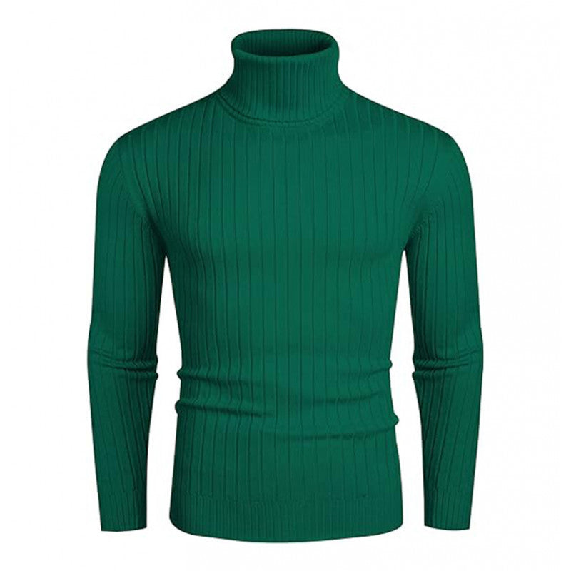 Herren Strickpullover mit hohem Kragen und Rippenmuster EB