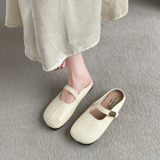 Damen Bequeme Hausschuh-Mules mit verstellbarem Riemen EB