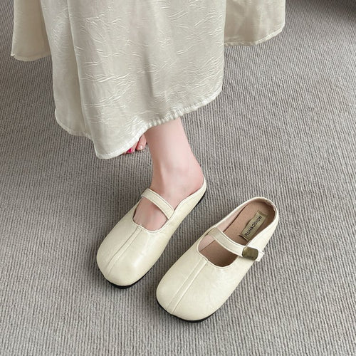 Damen Bequeme Hausschuh-Mules mit verstellbarem Riemen EB