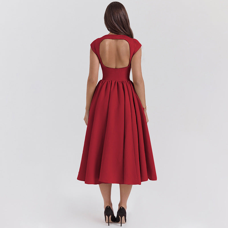 Damen Midi-Kleid mit elegantem A-Linien-Schnitt und raffinierten Falten EB