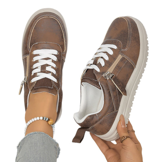 Damen Sneakers mit modischem Reißverschluss und bequemer Sohle EB