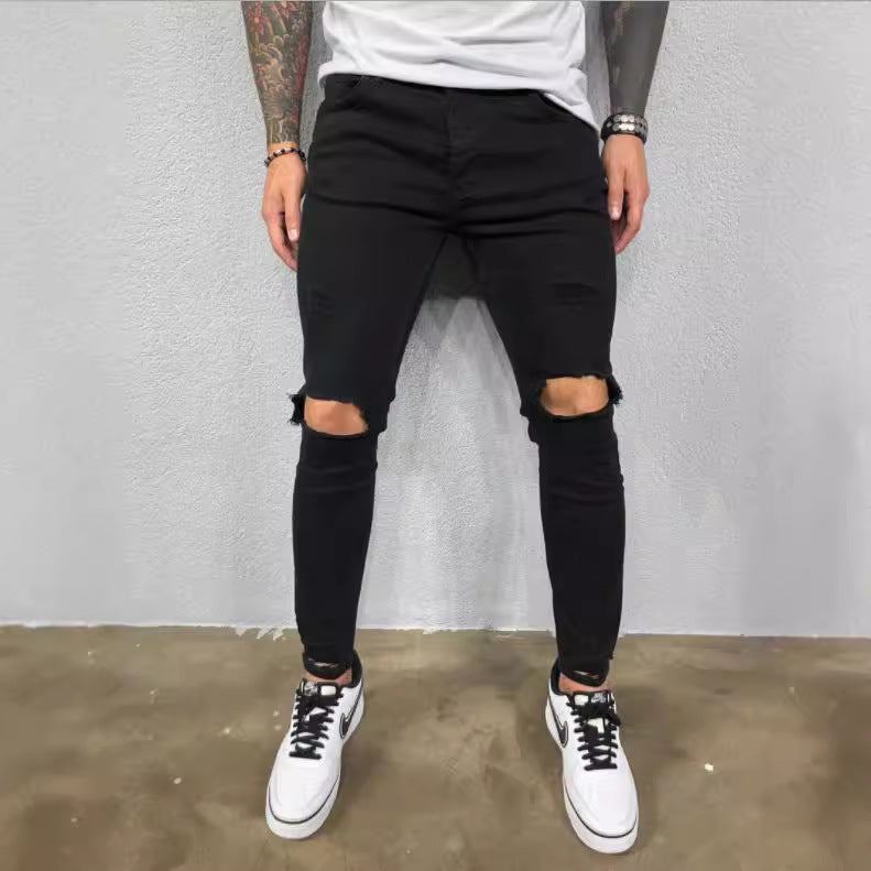 Herren Slim Fit Jeans mit modischen Rissen EB