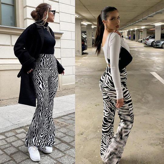 Damen Fashion Jumpsuit mit Zebra-Print und figurbetontem Schnitt EB