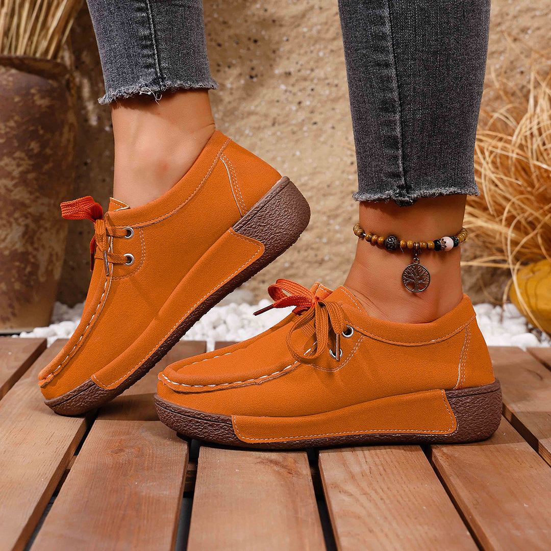 Damen bequeme Freizeitschuhe mit detailreichem Schnürdesign EB