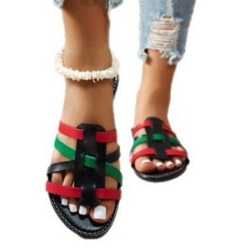 Damen offene Riemensandalen mit geflochtenem Design EB