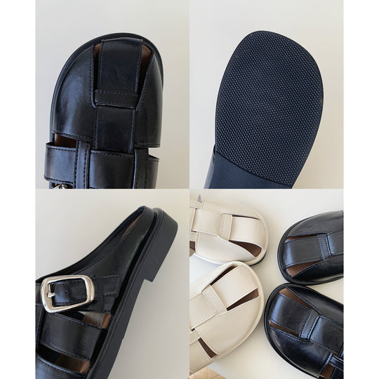 Damen elegante offene Clogs mit modischem Schnallen-Design EB