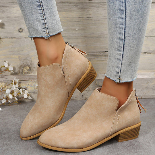 Damen modische Stiefeletten im angesagten Metallic-Look mit seitlichem Reißverschluss EB