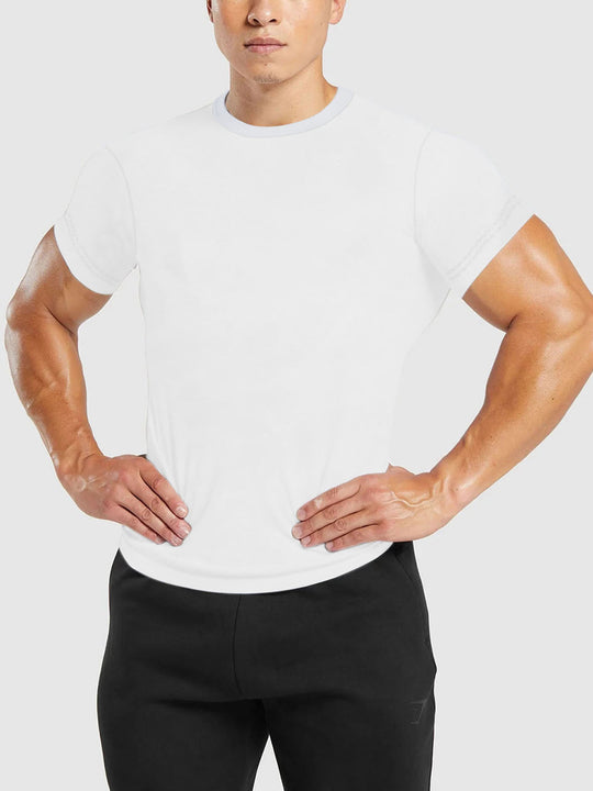Herren nan tailliertes Rundhals-Leistungsshirt mit elastischem Seitenkeil und flachen Nähten EB