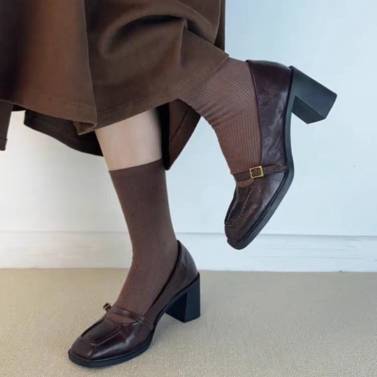 Damen elegante Mary Jane Pumps mit modischem Riemchen und komfortablem Blockabsatz EB